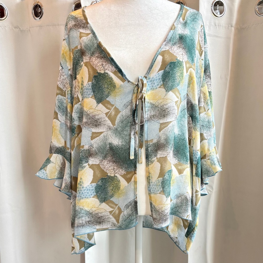 Dress U II Sharon Sheer Top Whimsical Tie Front Boho Retro Coastal 2X Chic 20018